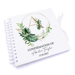 Personalised Confirmation Guestbook Scrapbook Photo Album Tropical Leaves