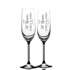 ukgiftstoreonline Personalised 30th Anniversary Pair of Crystal Filled Champagne Flutes