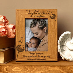 Daughter Remembrance Photo Frame Personalised Portrait With Dandelions