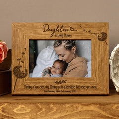 Daughter Remembrance Photo Frame Personalised Landscape With Dandelions