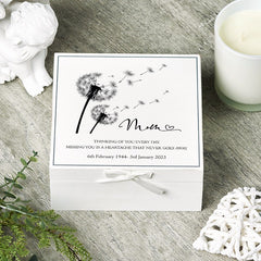 ukgiftstoreonline Personalised Mum Memorial Remembrance Vintage Wooden Keepsake Box With Dandelions