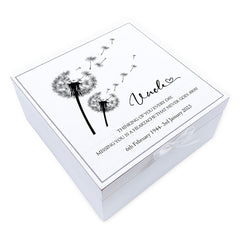 ukgiftstoreonline Personalised Uncle Memorial Remembrance Vintage Wooden Keepsake Box With Dandelions