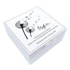 ukgiftstoreonline Personalised Wife Memorial Remembrance Vintage Wooden Keepsake Box With Dandelions