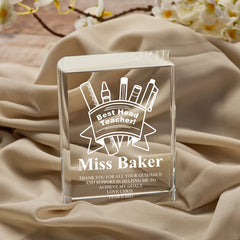 ukgiftstoreonline Personalised Best Head Teacher Crystal Book Ornament Keepsake Gift In Box