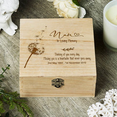 ukgiftstoreonline Personalised Nan In Loving Memory Remembrance Keepsake Box With Dandelions