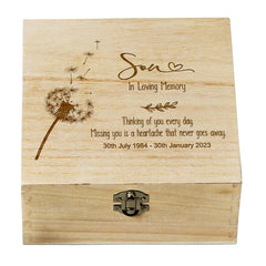 ukgiftstoreonline Personalised Son In Loving Memory Remembrance Keepsake Box With Dandelions