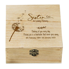 ukgiftstoreonline Personalised Sister In Loving Memory Remembrance Keepsake Box With Dandelions