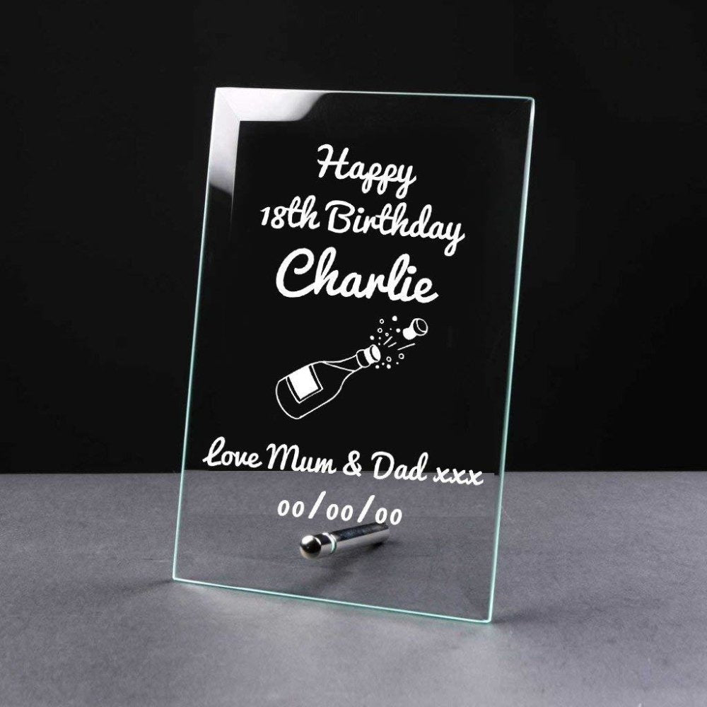 Personalised Any Age Birthday Sentiment Gift Glass Plaque - ukgiftstoreonline