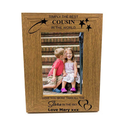 Personalised Best Cousin Portrait Wooden Photo Frame Gift - ukgiftstoreonline