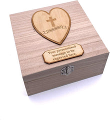 Personalised Wooden Keepsake Memory Confirmation Gift Box - ukgiftstoreonline