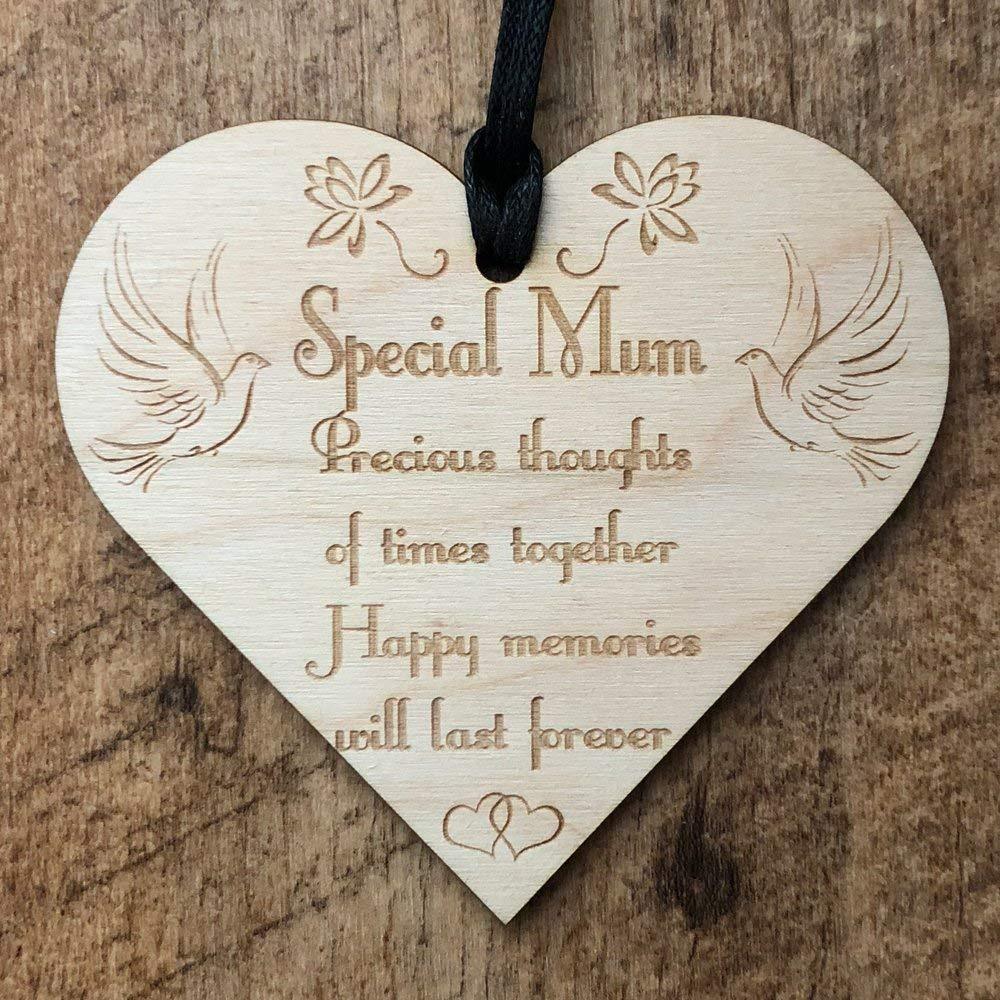 Special Mum Precious Memories Remembrance Heart Wooden Plaque Gift - ukgiftstoreonline