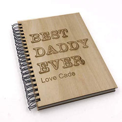 ukgiftstoreonline Personalised Best Daddy Ever Gift Notebook With Wooden Cover - ukgiftstoreonline