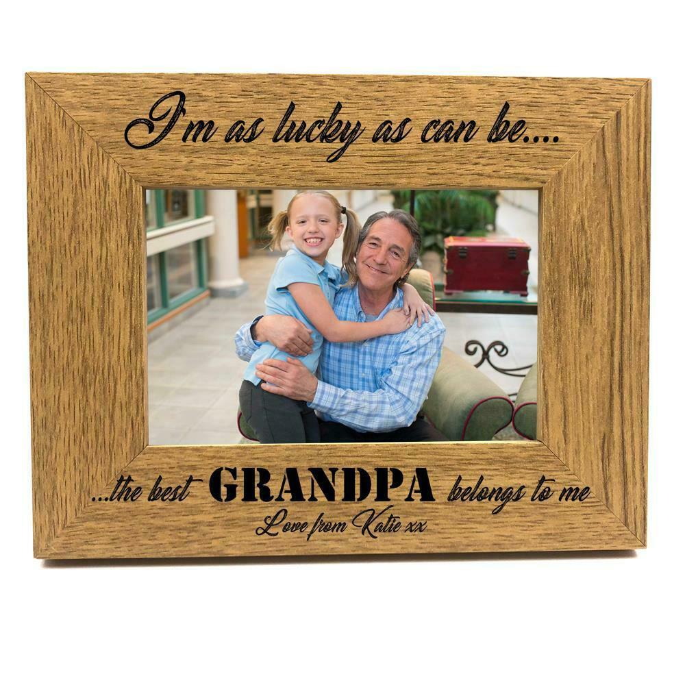 ukgiftstoreonline Personalised Best Grandpa Belongs To Me Wooden Photo Frame Gift - ukgiftstoreonline