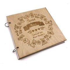 ukgiftstoreonline Personalised Special Nan Engraved Large Wooden Scrapbook Photo Album - ukgiftstoreonline